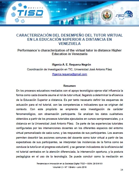 Caracterización del Desempeño del Tutor Virtual en la Educación Superior a Distancia en Venezuela