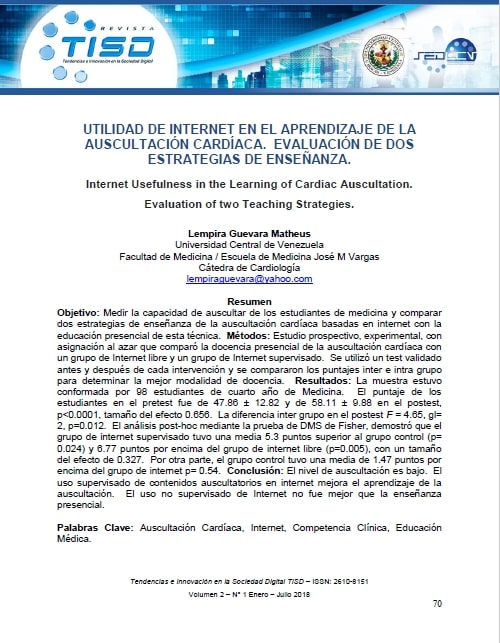 Utilidad de Internet en el Aprendizaje de la Auscultación Cardíaca. Evaluación de Dos Estrategias de Enseñanza.