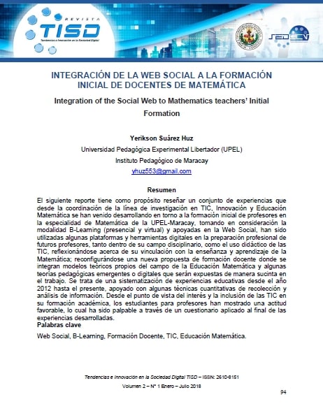 Integración de la Web Social a la Formación Inicial de Docentes de Matemática